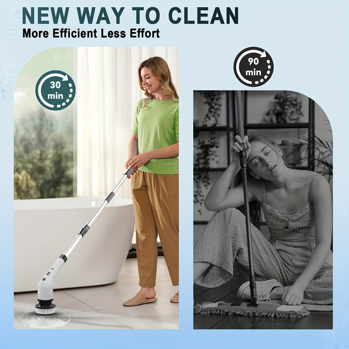 Multi-Functional Electric Cleaning Brush With Retractable Handle, 7-In-1 Cleaning Brush