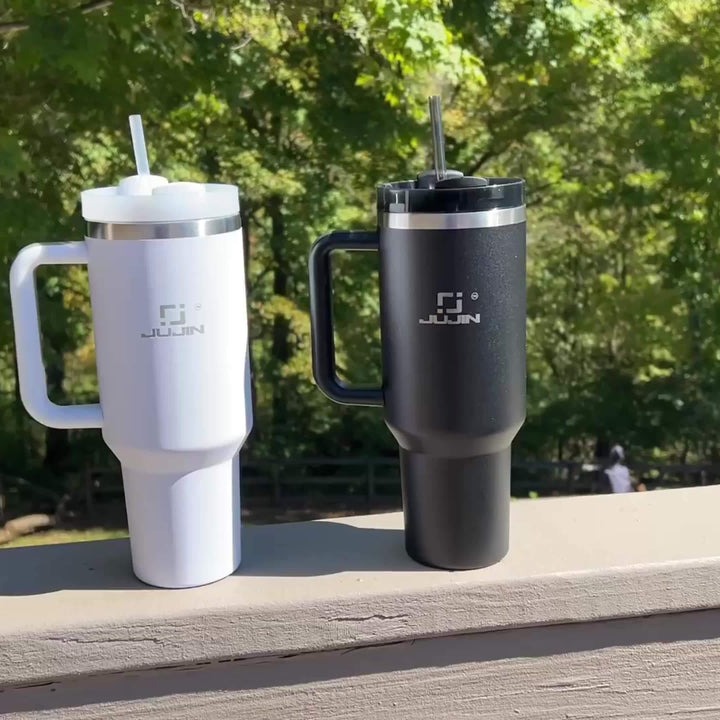 40oz Christmas-Gift Stainless Steel Tumbler with Handle & Straw Lid - Leak-Proof, Insulated Travel Mug for Hot And Cold Beverages, Keeps Drinks Cold for 24 Hours & Hot for 12 Hours