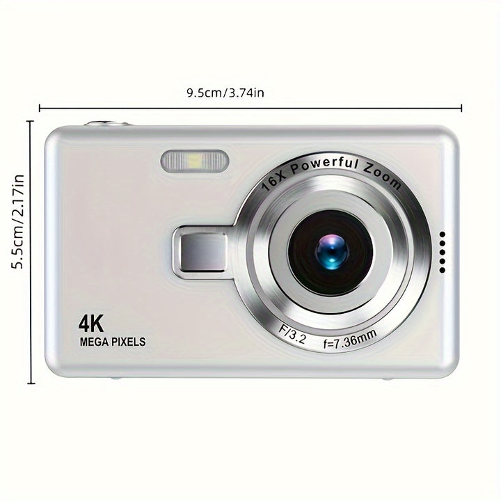 A Portable Student Camera With Auto-focus, FHD 1080P Resolution, 12 Million Pixels, 16x Digital Zoom, And A 2.4-inch TFT Screen.