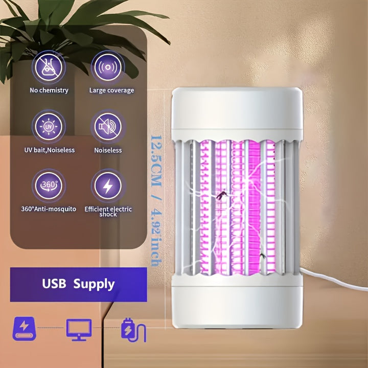 USB Powered Electronic Mosquito Killer Lamp, Indoor Ultrasonic Insect Repellent, Non-Toxic Bug Zapper with No Battery Required