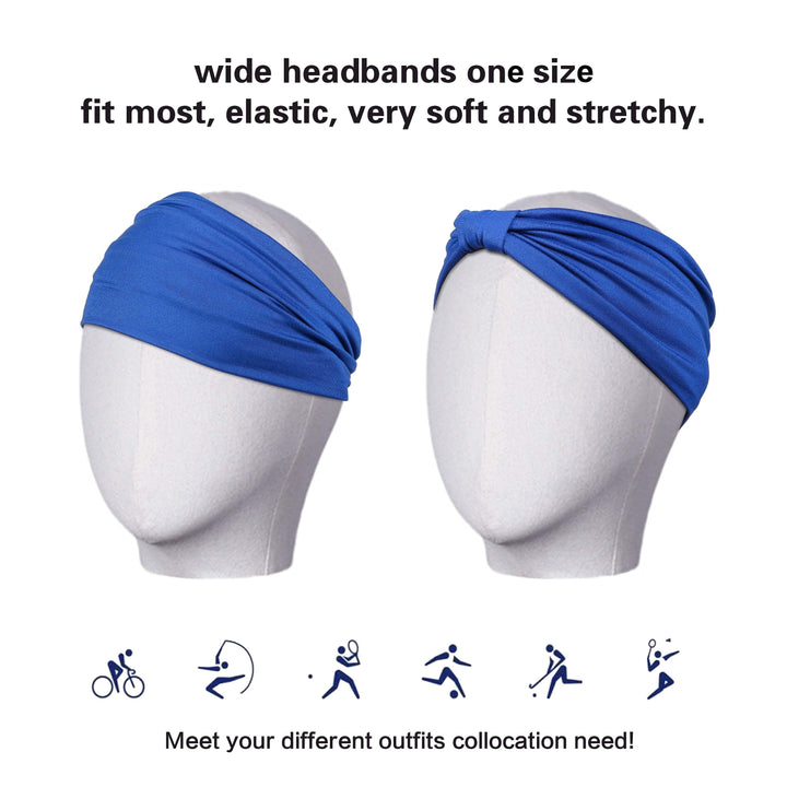 Wide Headbands For Women Non Slip Soft Elastic Hair Bands Yoga Running Sports Workout Gym Head Wraps, Knotted Cloth African Turbans Bandana