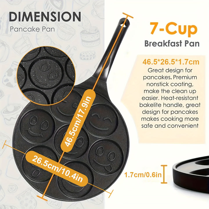 Non-Stick Mini Pancake Maker Durable, Easy Clean with 7 Fun Molds, Perfect for Kids & Creative Breakfasts