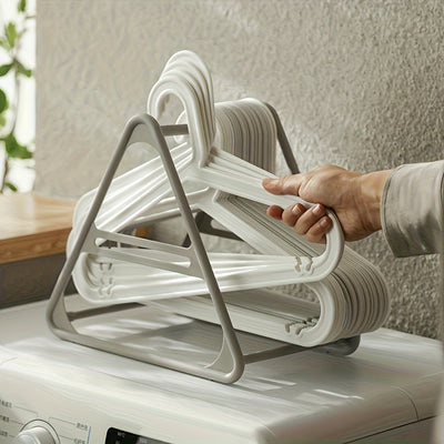 Space-Saving Triangle Hanger - No Drilling Needed, Durable PP Material, Multi-Purpose Storage for Home & Balcony, Clothes Organizer, Compact Design for Small Spaces, Nodrill Installation | Triangular Shape | Plastic Construct