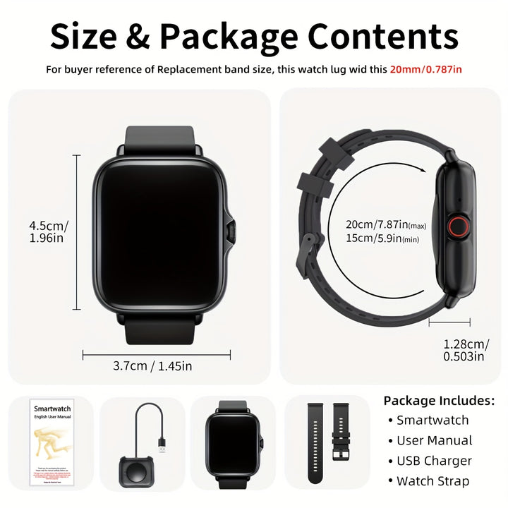 Multifunctional Sports Smart Watch For Men & Women, 1.83'' Full Touch Screen With Wireless Calling & Messaging, Pedometer, Fitness Tracker Smartwatch, for iPhone Android Cell Phones, Smartbands Fitness Watch For Women Men Fri