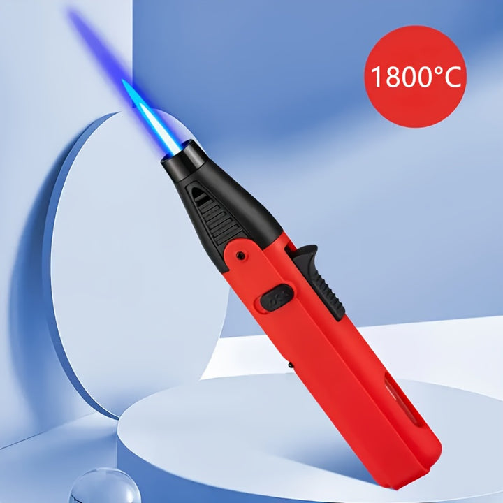 1pc Briquet Torche Flamme Bleue, Briquet Gaz Liquide ABS Haute Température 1800°C avec Verrou de Sécurité, Flamme Jet Butane Résistante au Vent Rechargeable pour Bougies, BBQ, Cuisinière, Camping - Idéal pour la Saint-Valentin, Noël, Halloween, Nouvel An