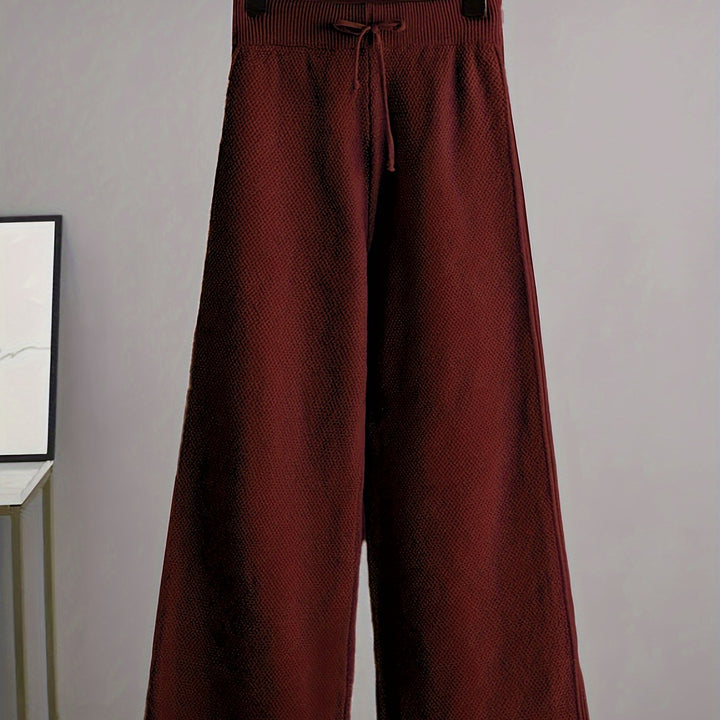 [Conjunto de Dos Piezas de Punto Casual] Conjunto de Pantalones de Punto Casual de Otoño e Invierno para Mujeres, Suéter Suelto y Pantalones de Pierna Ancha, Conjunto de Dos Piezas