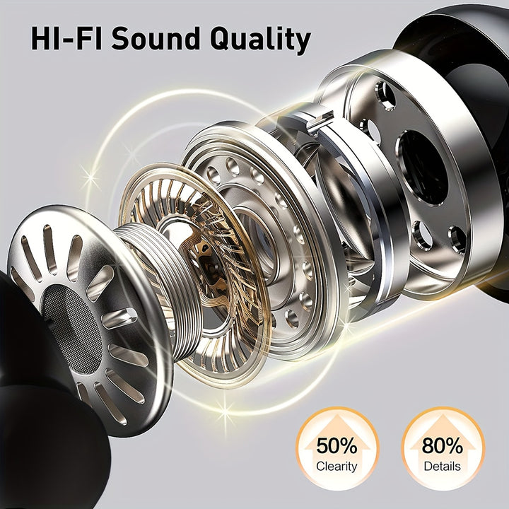 LIFEBEE 300mAh True Wireless Earbuds - ENC Noise Cancelling, Touch Control, Wireless Sports Earhook, LED Display Charging Case - Semi-Open-Back, Compatible with Cellphones, Type-C Charging, 2.5W-10W Power Range, for Adults -