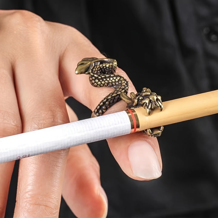 High Quality Metal Dragon Design 1 Stylish Cigarette Holder Ring - Unique Dragon Grip, Accessories for Smoking Lovers to Enhance Smoking | Dragon Design Rings | Detailed Dragon Design