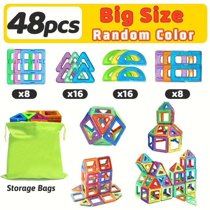 [STEM Construction] Magnetic Building Blocks | Large STEM Construction Toy Set | Assorted Colors | Educational | Birthday Gifts