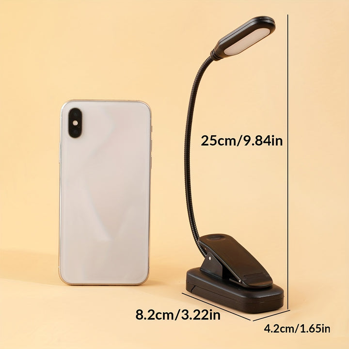 1pc Clip On Book Light, Battery Powered Flexible Hose Table Lamp, Desktop Small Reading Lamp, Portable Small Night Light For Room Decor