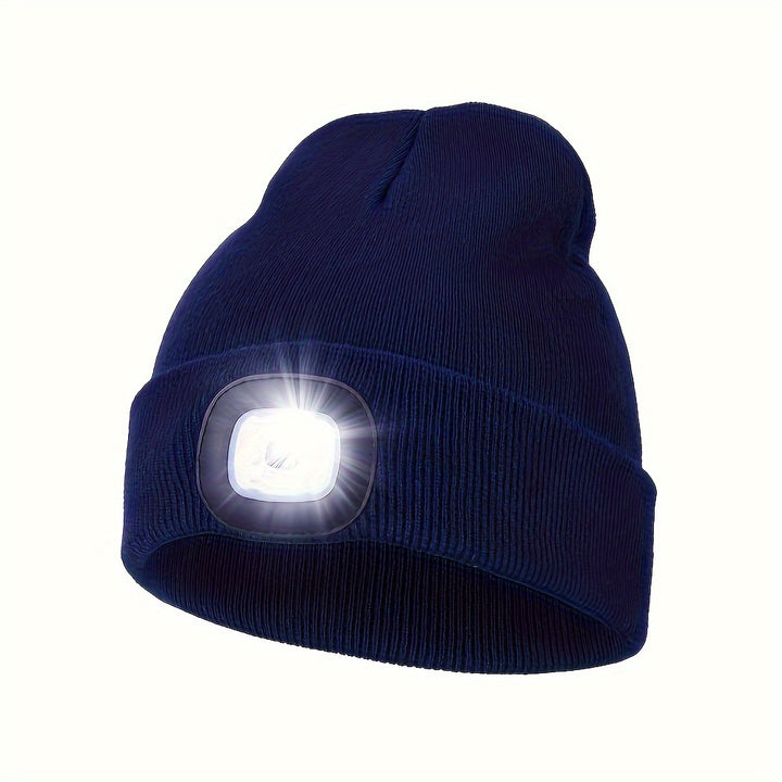 Solid Color Unisex LED Beanie With Light Breathable Headlamp Cap Tie Dye Knit Hats Warm Skull Cap Cuffed Beanies For Night Walking, Fishing, Camping music festival