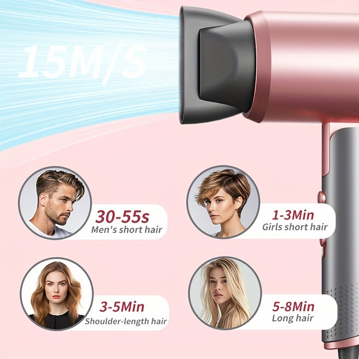 Professional Ionic Hair Dryer Blow Dryer with Diffuser and Concentrator and Hanging rack for Curly Hair Negative Ions Dryer with Ceramic Technology Nozzle for Fast Drying as Salon Light and Quiet, Folding Travel