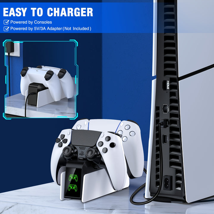 White Dual Fast Charging PS5 Accessories - Controller Charging Station For PS5 Controller