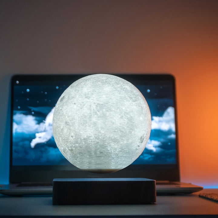 Romantic Decorative Interior Atmosphere Lamp Star Night Light Moon Levitating Moon Table Lamp, Magnetic Floating Night Light With 3 Lighting Modes, 3D Printed Levitation Bedside Table Lamp For Office Bedroom Home Decoration