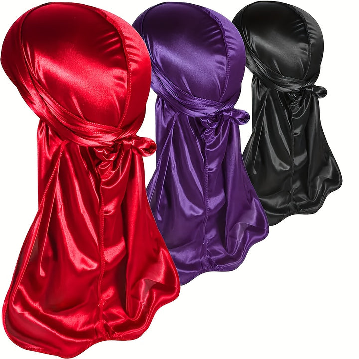 ZTZI 1/2/3/10 Pack Men'S Durag Shower Cap Bandana, 100% Polyester Long Tail Waves Cap, Unscented, Bathroom Accessories