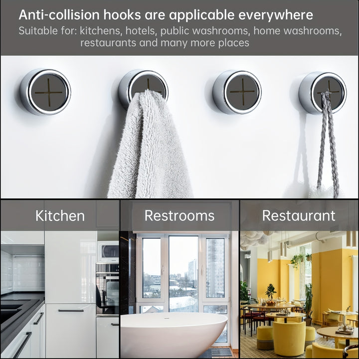 1/3/8pcs Kitchen Towel Holder, Self Adhesive Wall Dish Towel Hook, Round Wall Mount Towel Holder For Bathroom, Kitchen And Home, Wall, Cabinet, Garage, No Drilling Required