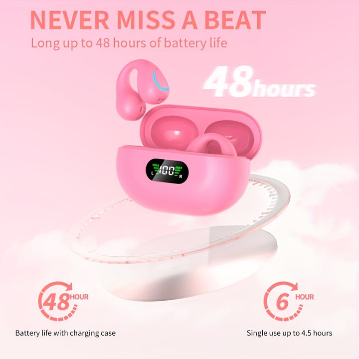 Truly Open Wireless Earbuds (Wireless 5.4 TWS), Experience 360° Ambient Awareness & All-Day Comfort. Secure Open-Ear Fit for Sports/fitness. Advanced ENC