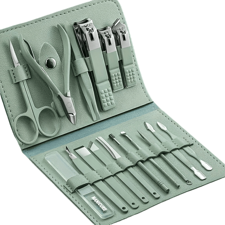 4/8/12/16pcs Household Multi-Functional Stainless Steel Ear Spoon Nail Clippers Pedicure Nail Scissors Tool Set with Folding Bag Manicure Cutter Kits