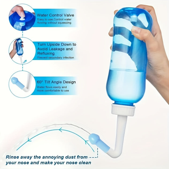 Nasal Wash Bottle: 300/500ml Neti Pot Sinus Rinse Bottle for Adult BPA Free - Nose Care, Rhinitis, Nose Allergic, Cold Flu Nursing