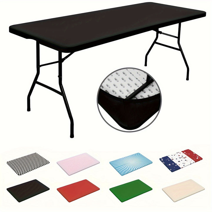 [4ft/6ft Foldable Tablecloth] 1pc Washable Rectangular Tablecloth for Outdoor Parties and Camping - Foldable, Elastic, and Fitted - 4ft/6ft Size - Durable Polyester Fabric for Home Decor