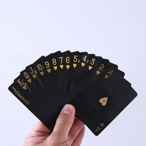 Cartes à jouer noires imperméables et flexibles avec boîte - Idéales pour les fêtes, Halloween, Thanksgiving et cadeaux de Noël