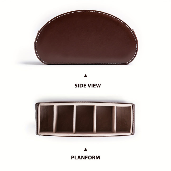 [5 Grid Partition Storage Box] Storage Box For SANQIAWNAN5 Grid Partition PU Remote Control Holder, Multifunctional Desktop Storage Box, Storage For TV Remote Control, Media Equipment Remote Control, Pen Holder, Brush Holder,