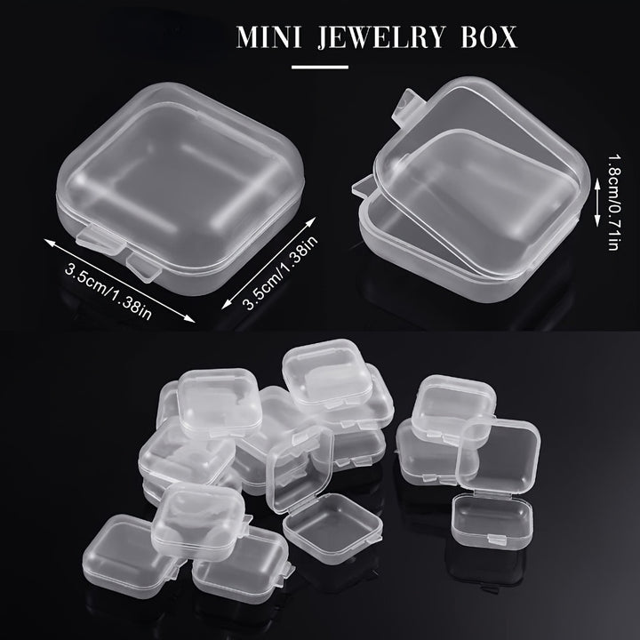 30pcs Transparent Plastic Jewelry Storage Boxes with Lids, Mini Square Containers for Beads, Earrings, Small Crafts Organization, Home Bedroom Accessory Box, Craft and Sewing Supplies Storage
