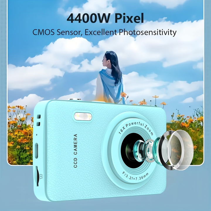 [44MP HD Camera Auto Focus] 44MP 1080P HD Digital Camera - Auto Focus, 16X Digital Zoom, 2.4 Inch Large Screen, Portable Mini Camera For Photography, Video Blogging, And Vlogging - Includes 32G Memory Card, Ideal For Students