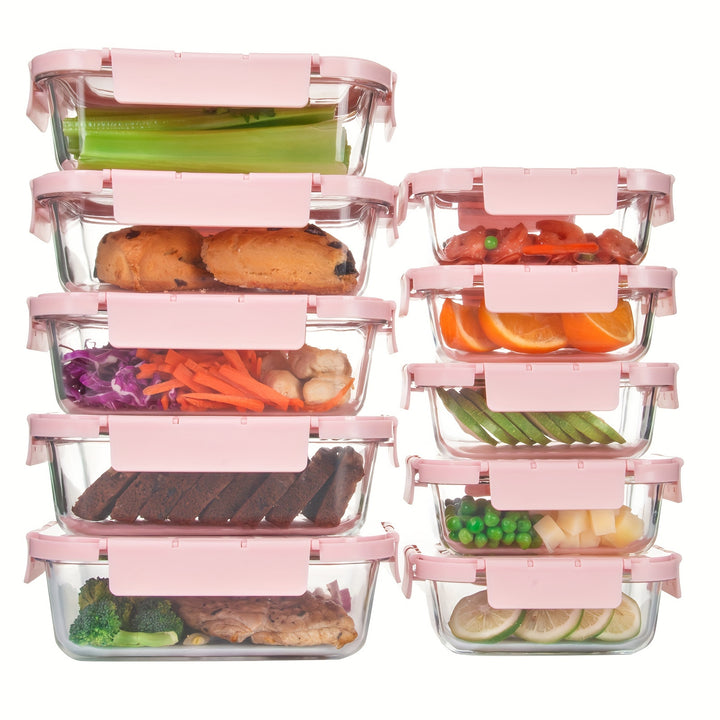 2/10 Stück Glas-Mahlzeitvorbereitungsbehälter Set, Lebensmittelaufbewahrungsbehälter mit luftdichten Deckeln, Glas-Lunchboxen für Zuhause, Küche, Büro-Lunch