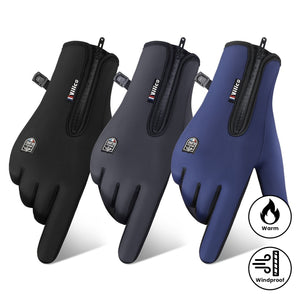 Warm Touchscreen-Friendly Vilico Winter Cycling Gloves - Windproof Polyester Ski & Bike Gloves with Zipper Closure and Adjustable Strap, Available in Black, Charcoal, and Blue