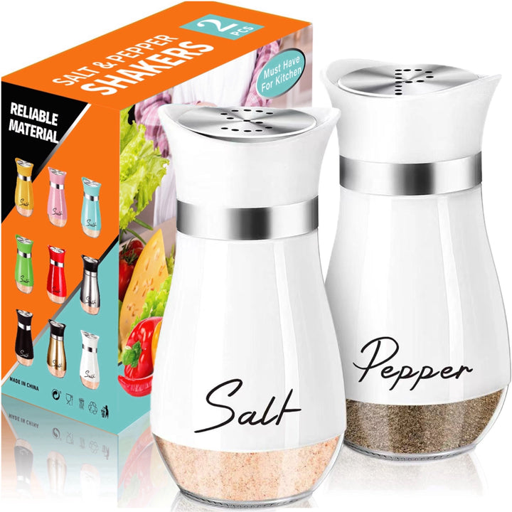 Glass Salt and Pepper Shaker Set, 4 Oz, Glass Bottom, Reusable, Pink, with Glass Material, for Kitchen, Table, RV, Camping, BBQ