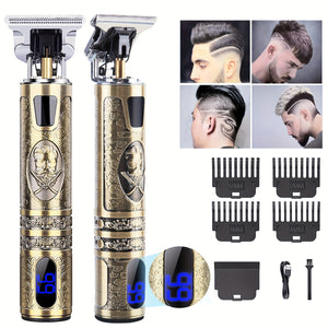 Aparador Elétrico Masculino com Display LED, Cortador de Cabelo Profissional, Aparador, Aparador de Barba, Carregamento USB-C, Aparador de Cabelo Sem Fio, Conjunto de Aparar Cabelo/Barba com 4 Pentes de Acessório.