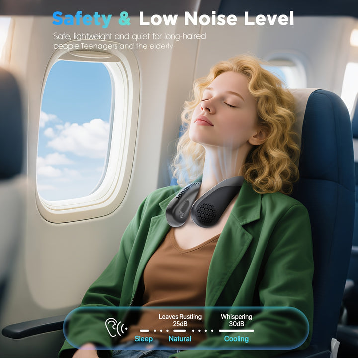 [5200mAh Portable Neck Fan] Rechargeable Portable Neck Fan - 5200mAh USB-Powered Hands Free Bladeless Cooling Fan With 3 Speed | Compact & Lightweight For Outdoor, Travel, Picnic, BBQ, Fishing, Jobsite | Battery Powered (4-16