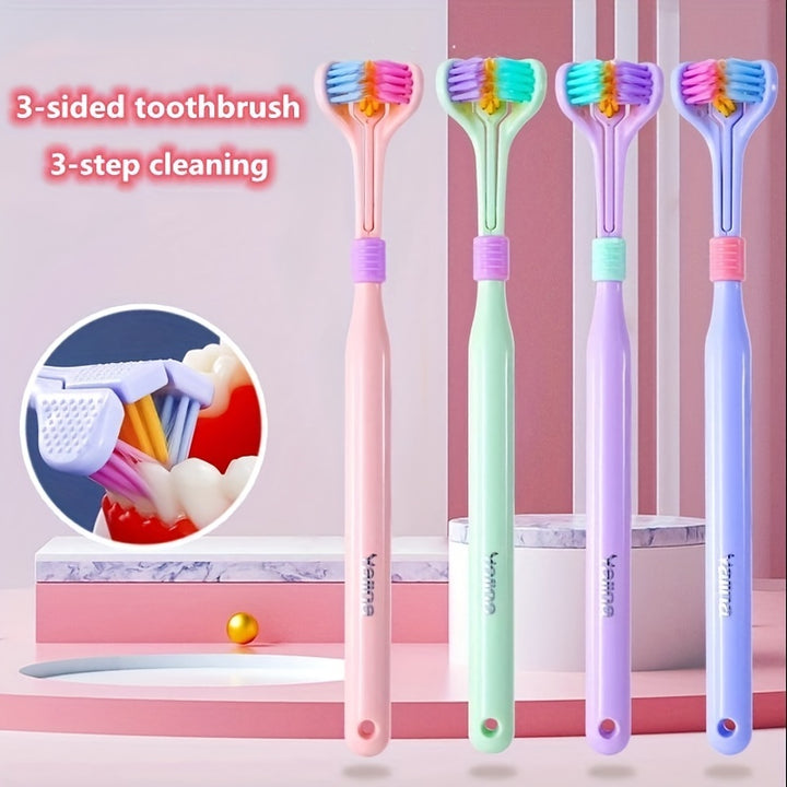 1pc Triple-Sided Soft Bristle Toothbrush for Gentle, Deep Cleaning - Travel-Friendly, Adult Oral Care