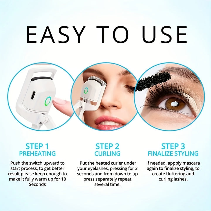 [Long-Lasting Curl] ABS Electric Eyelash Curler | Modern Beauty | Long-Lasting Curl | Home Use | Easy to Use