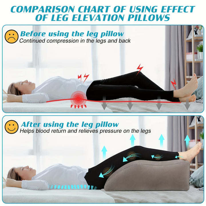 1pc Inflatable Comfort Leg Elevation Pillow - Ergonomic Wedge Design For Enhanced Blood Circulation, Leg Injury Recovery, And Relaxation - Portable With Storage Bag, Versatile, And Compact For Travel, Perfect Christmas, Hallo