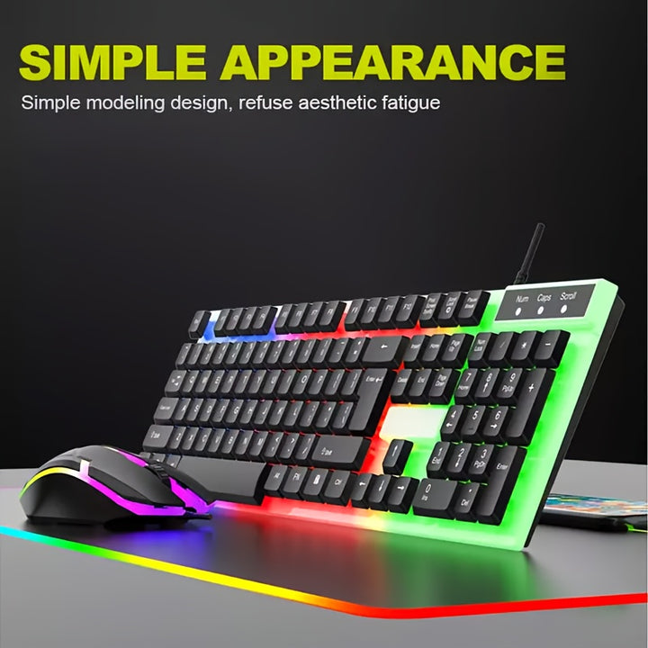 Combo de teclado y ratón RGB con 104 teclas, USB, con luces LED intensas, alfombrilla de ratón grande para PC, Mac, PS4, Xbox One.