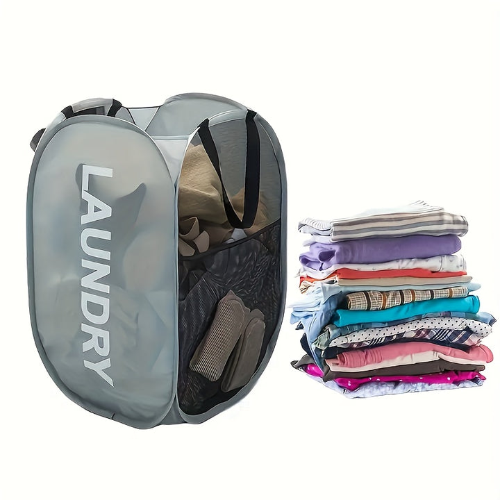 Large Capacity Collapsible Laundry Hamper - Breathable Mesh Side, Dual Handles, Easy Carry, Space-Saving Storage, Suitable for 14+ Years, Ideal for Bedroom, Bathroom, Closet Organization