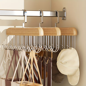 Heavy-Duty Space-Saving Hanger Hooks - Underwear, Hats, Bags Organizer - Sturdy Recycled Wood Hooks for Closet, Dorm, Retail Stores - Closet Organizer with Hanging Rack, Retail Display Accessories, Wave Pattern Design, Metal