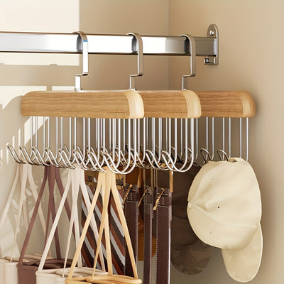 Heavy-Duty Space-Saving Hanger Hooks - Underwear, Hats, Bags Organizer - Sturdy Recycled Wood Hooks for Closet, Dorm, Retail Stores - Closet Organizer with Hanging Rack, Retail Display Accessories, Wave Pattern Design, Metal