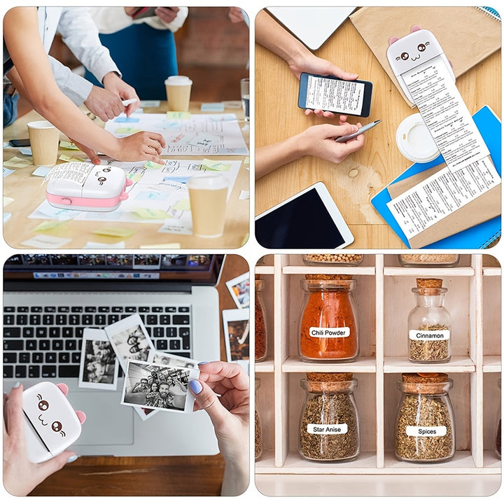 A Tree Science Portable Mini Printer - Cute Cartoon Design, Wireless Thermal Printing, Inkless & USB Rechargeable, 1200mAh Battery, Compatible with Android & iOS Smartphones - Perfect for Home Office, Study, Labels, Photos &