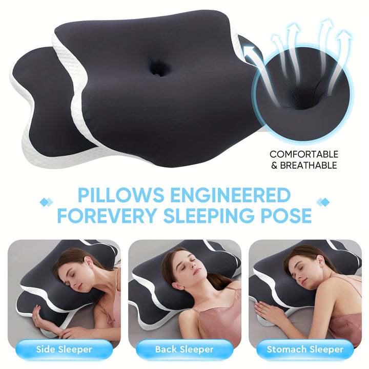 Coussin de cou en mousse à mémoire ergonomique pour un sommeil confortable et un soutien du cou.