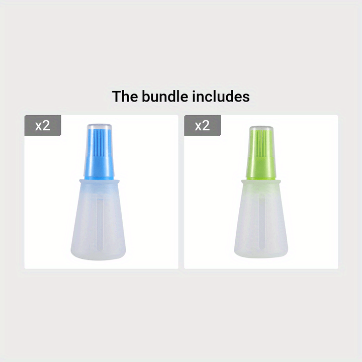 1pc Portable Silicone Oil Bottle With Brush Grill Oil Brushes Pastry Plastic Kitchen Oil Bottle Outdoor Baking BBQ Brush