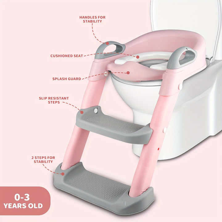 Children'S Toilet Ladder, Portable Toddler Toilet Seat, Seat With Step Stool Ladder & Soft Cushioned Seat, Collapsible Toilet Auxiliary Toilet Ladder