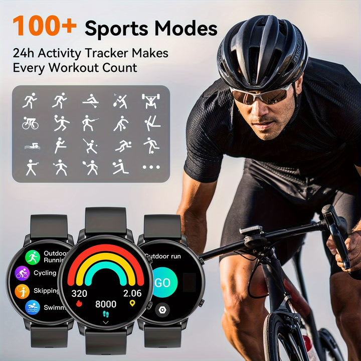 Smart Watch Fitness Tracker - Orologio Touch Screen Circolare Per Smartphone Android iOS - Promemoria Sedentari, Controllo Musica, Schermo Luce Alzato