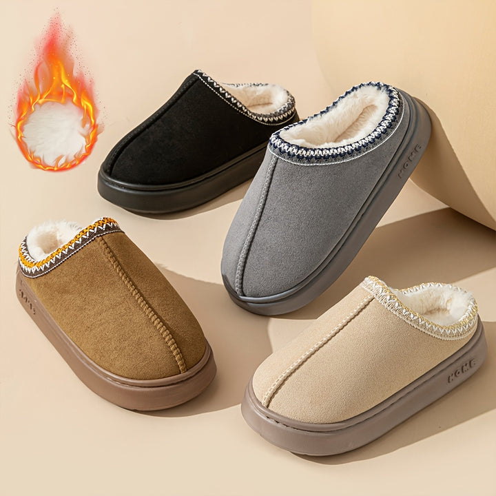 Women's comfortable fleece lined slippers, soft soles winter warm indoor and outdoor shoes, elegant indoor/outdoor winter shoes