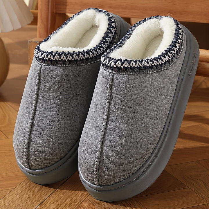 Women's comfortable fleece lined slippers, soft soles winter warm indoor and outdoor shoes, elegant indoor/outdoor winter shoes
