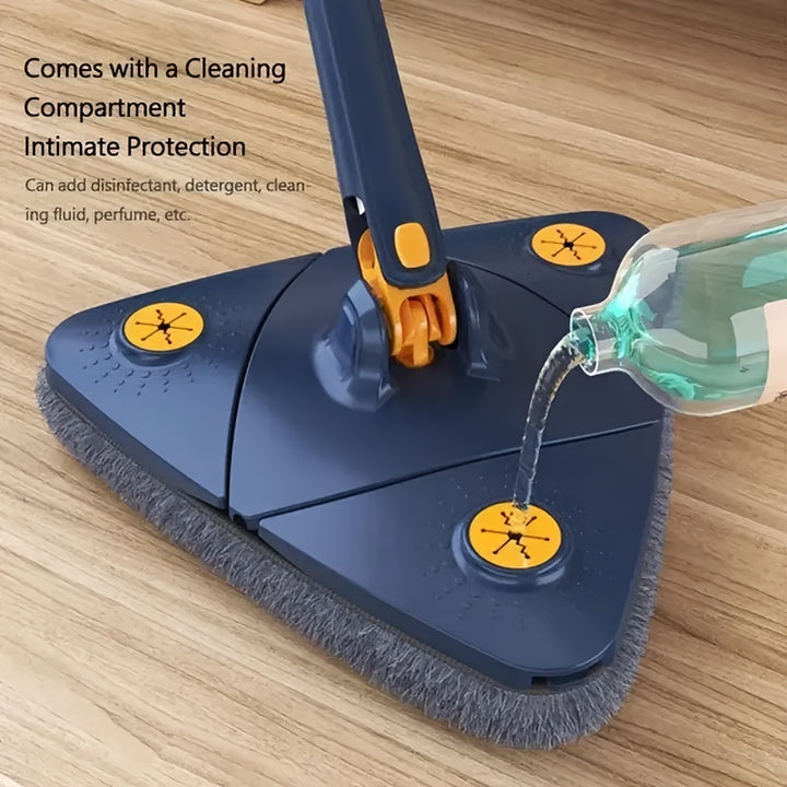 [360° Rotating Cleaning Mop] 1Set Triangle 360° Rotating Cleaning Mop - Hands-Free, Dual-Use, Stainless Steel/Plastic - Ideal for Kitchen, Bathroom, Living Room