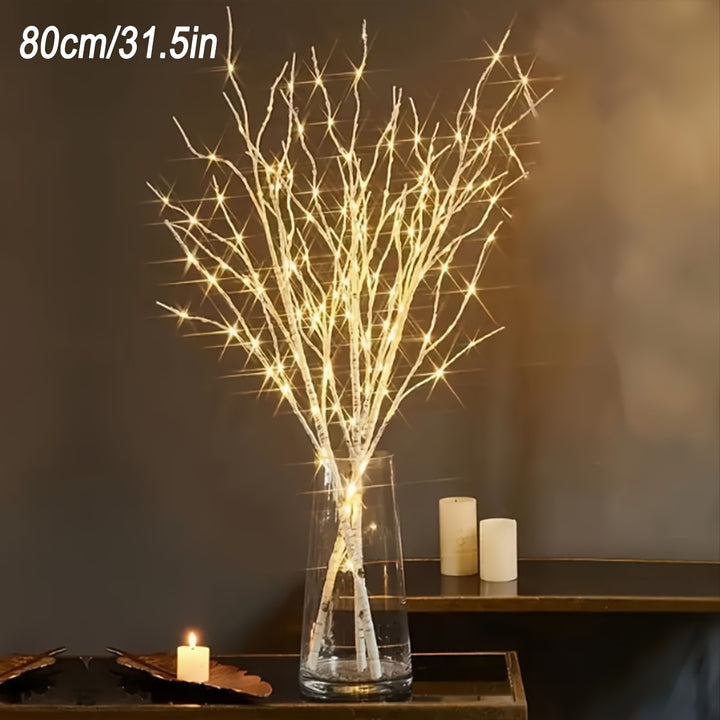 [50-LED Illuminated Birch Branch Light] Elegant 50-LED Illuminated Birch Branch Light - Battery Operated, Realistic Faux Tree for Christmas, Weddings & Home Decor, Available in 31.5" and 26.7" Sizes (Batteries Not Included),