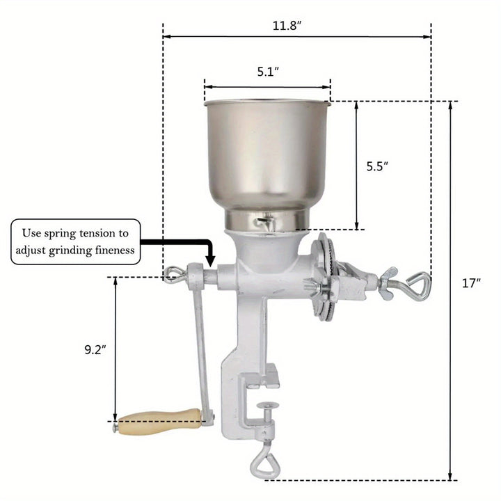 Manual Kitchen Grinder - Hand-Operated Device For Grinding Corn Into Flour, Milling Wheat Grains, And Nuts